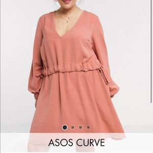 NWT ASOS Curve ruched waist rust dress